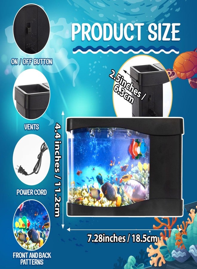 Rossesay 2 Sets Artificial Fish Tank Virtual Ocean Toy in Motion Lamp, Mini Office Desk Aquarium with 6 Moving Swimming Fish 6 Decorative Lamp LED Lights, Mini Tropical Aquarium - Image 2